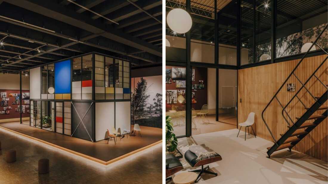 Eames Office s'est associé à la marque espagnole de mobilier de bureau Kettal pour produire un système modulaire universel qui inclura à terme la possibilité de construire une maison personnalisée. Le Pavillon Eames a été dévoilé la semaine dernière à la Triennale de Milan.