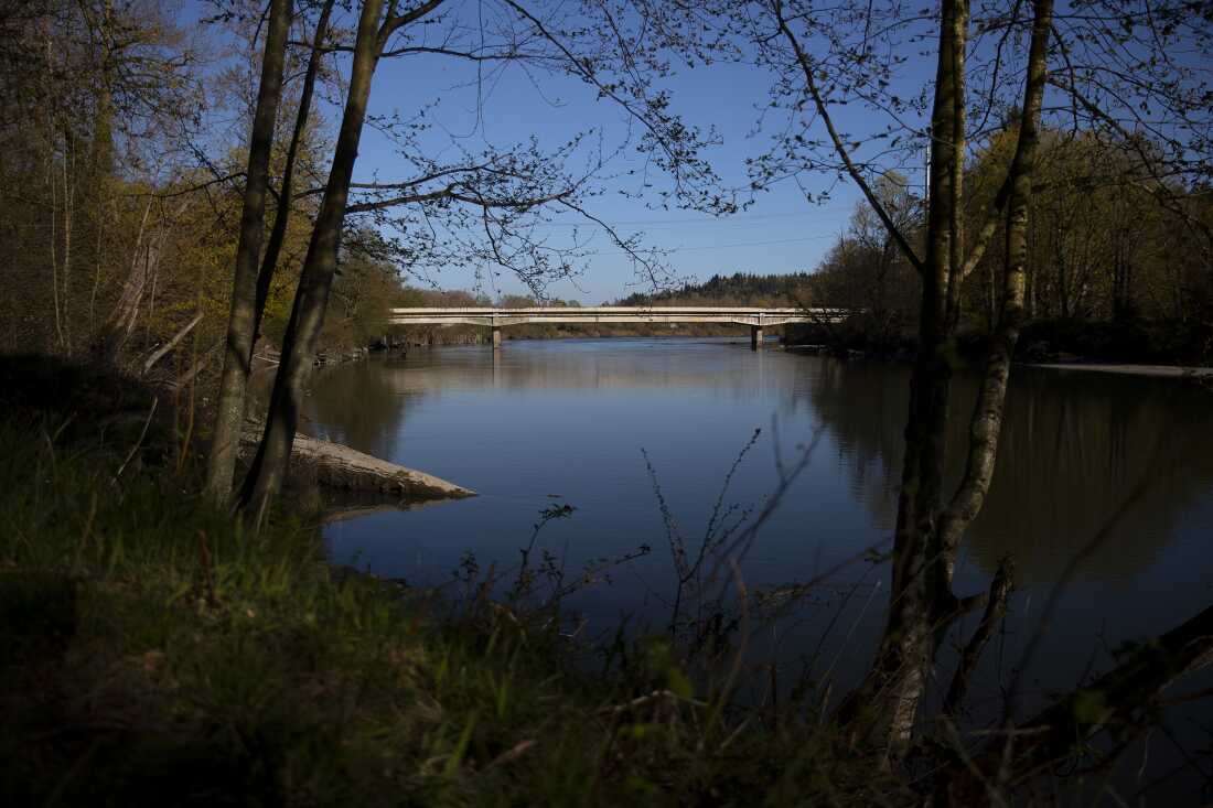 La rivière Stillaguamish est représentée le 8 avril 2026, au sud de Stanwood, Washington.