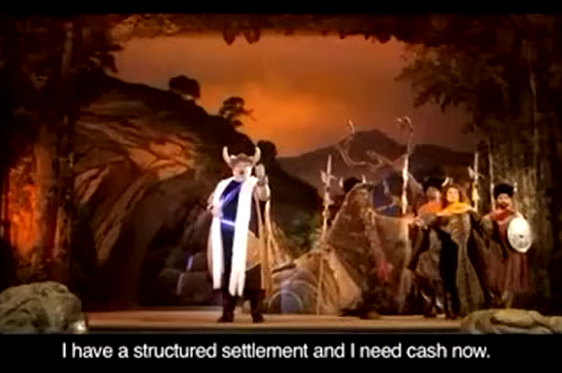 Une photo de JG Wentworth "Opéra viking" commercial.