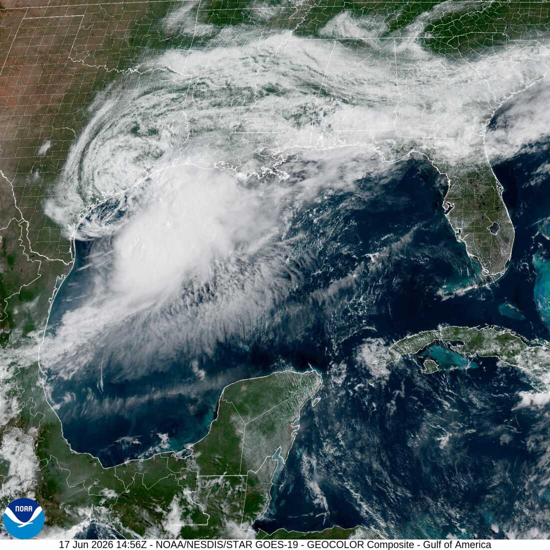La tempête tropicale Arthur, vue ici sur une image satellite de mercredi matin, est la première tempête nommée de la saison atlantique, entraînant une menace d'inondations dangereuses le long de la côte nord du golfe du Mexique. Le National Hurricane Center prédit que le système ne se renforcera pas beaucoup avant d’atteindre terre.