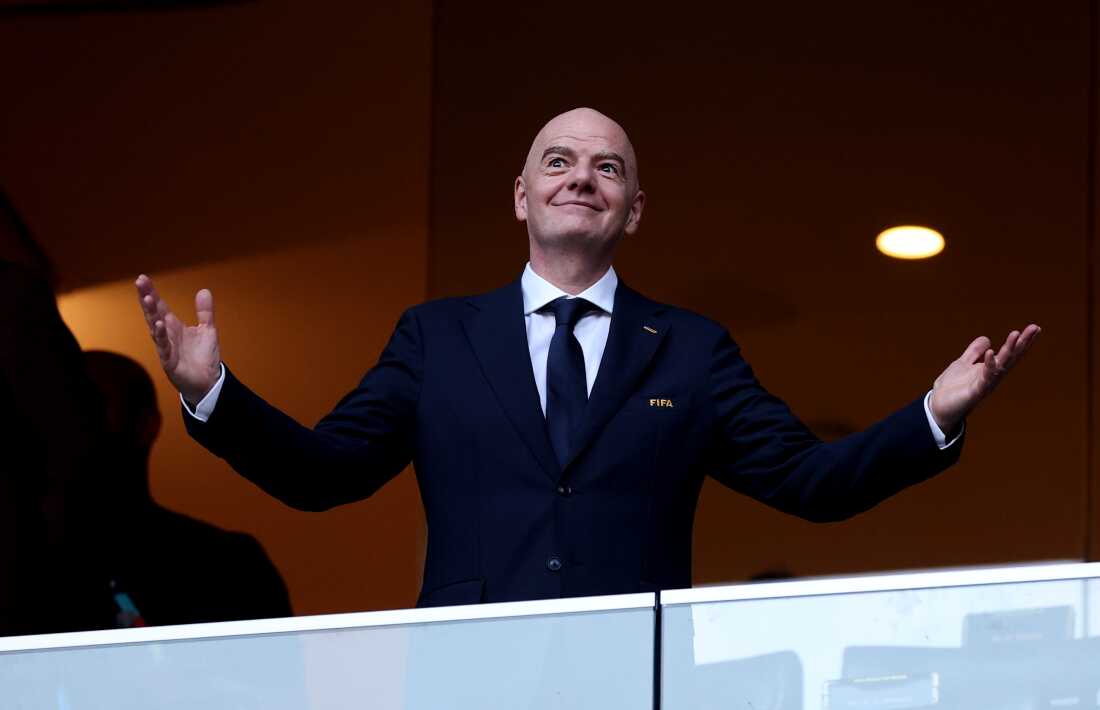 Le président de la FIFA, Gianni Infantino, assiste à un match de Coupe du monde entre les Pays-Bas et le Maroc au stade de Monterrey, à Guadalupe, au Mexique, le 29 juin 2026.